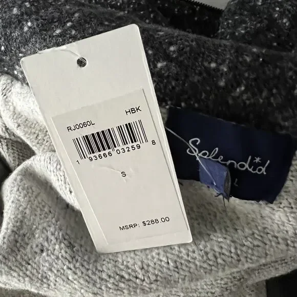 Splendid Womens Size Small Moto Coat biker jacket Gray Black Mock Neck NWT - Picture 7 of 13